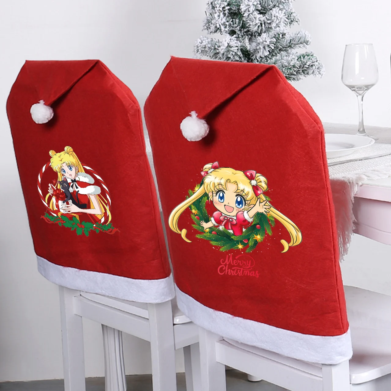 Home Security Items - Sailor Mooned Santa Hat Chair Cover